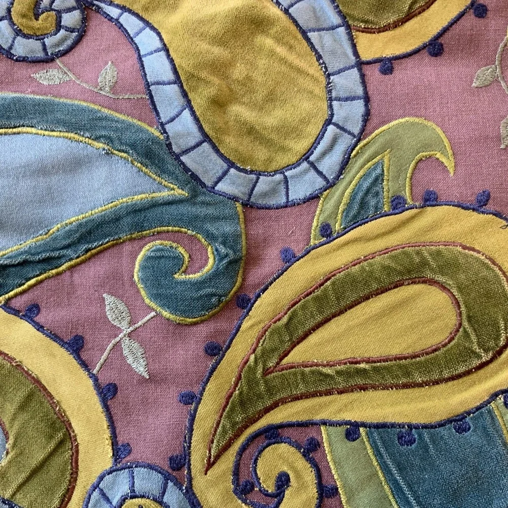Pair Crate & Barrel Pillow Covers Patchwork Paisley Velvet Funky Artsy